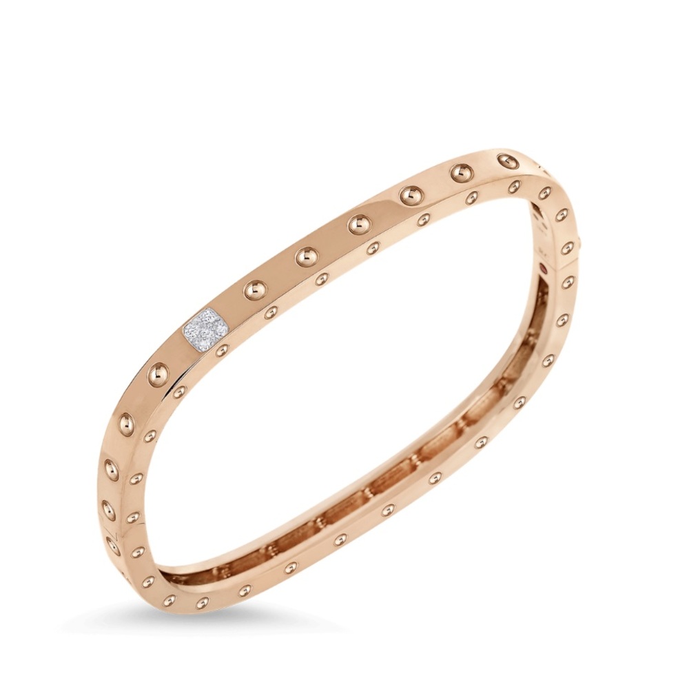 Roberto Coin Pois Mois Diamond Accent Square Bangle Rose Gold - Picture 4 of 4